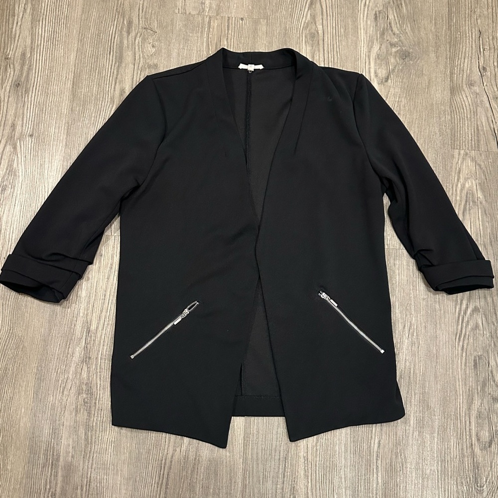 Black Women's Jacket with Zipper Accents